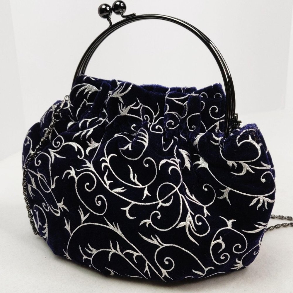 Vintage Fabric Blue Velvet Vine Handmade Soft Shou